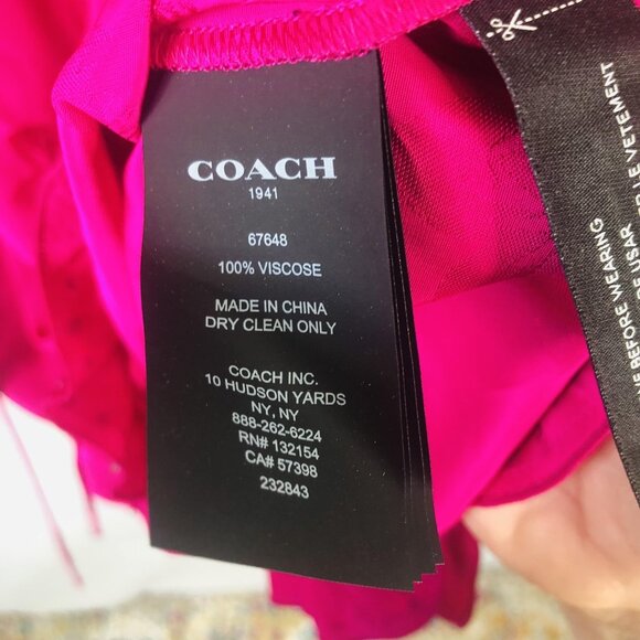 Coach 1941 Dress Womens 0 Fuchsia Ruffle Studded Floral Jacquard Viscose 232843 - Picture 8 of 16